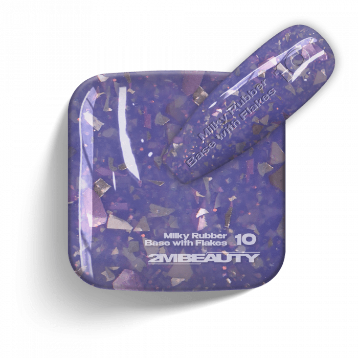 Gel Lack - Milky Rubber Base With Flakes 10 - HEMA Mentes (13 ml)
