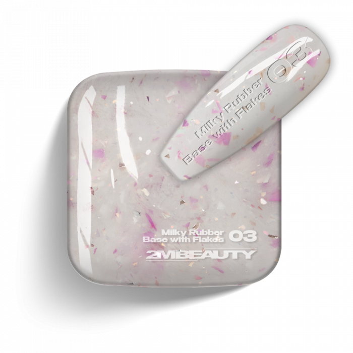 Gel Lack - Milky Rubber Base With Flakes 03 - HEMA Mentes (13 ml)