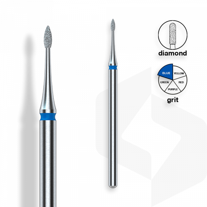 Staleks - Gyémánt Csiszolófej Mini Hegyes Lándzsa 1 mm | 3 mm Kék | Közepes | FA12B010-3