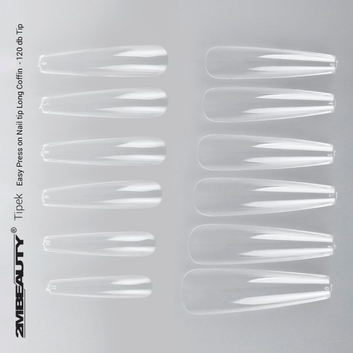 Easy Press On Nail Tip Long Coffin - 120 db Tip (120db - dobozzal) (2)