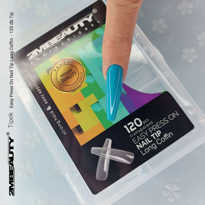 Easy Press On Nail Tip Long Coffin - 120 db Tip (120db - dobozzal) (4)