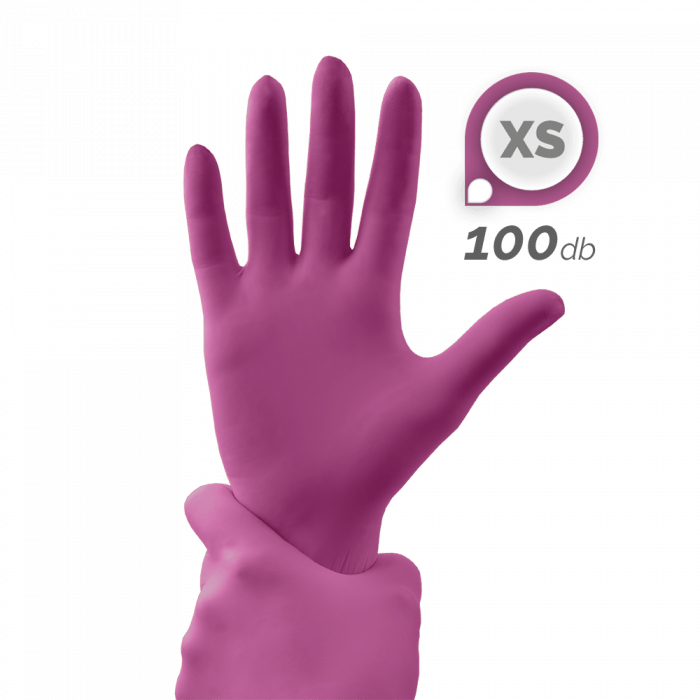 Gumikesztyű - Magenta (XS, 100db - dobozzal)