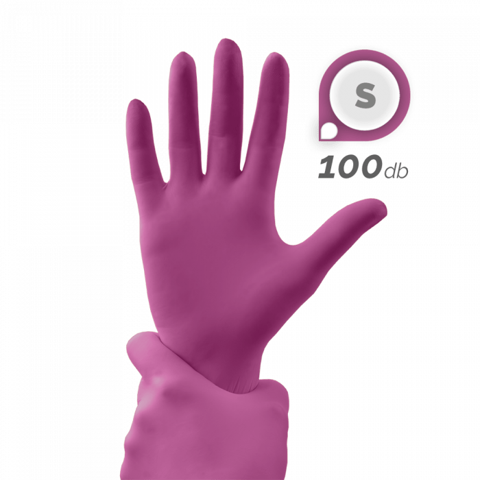 Gumikesztyű - Magenta (S, 100db - dobozzal)