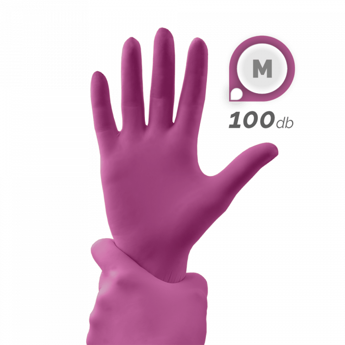 Gumikesztyű - Magenta (M, 100db - dobozzal)