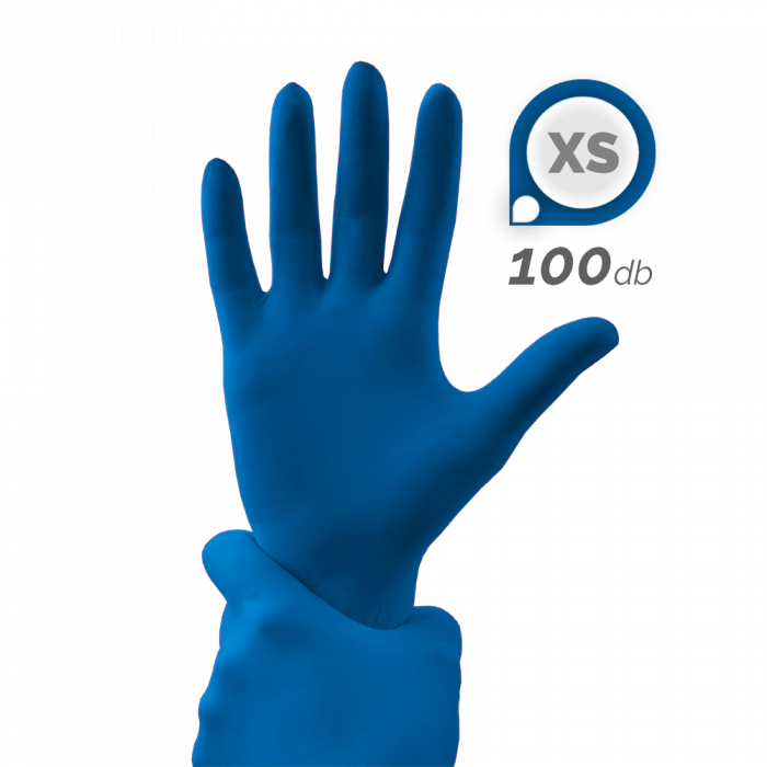 Gumikesztyű - Sötétkék (XS, 100db - dobozzal)