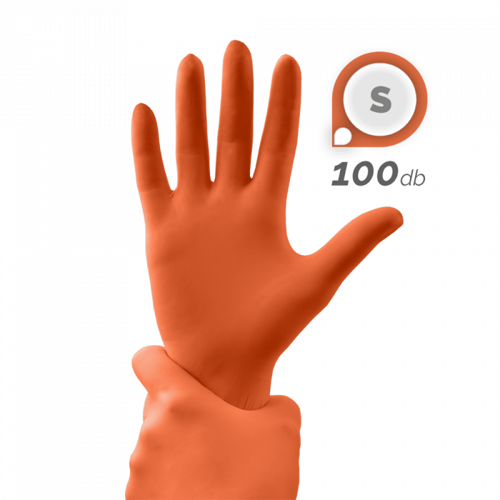 Gumikesztyű - Narancs (S, 100db - dobozzal)