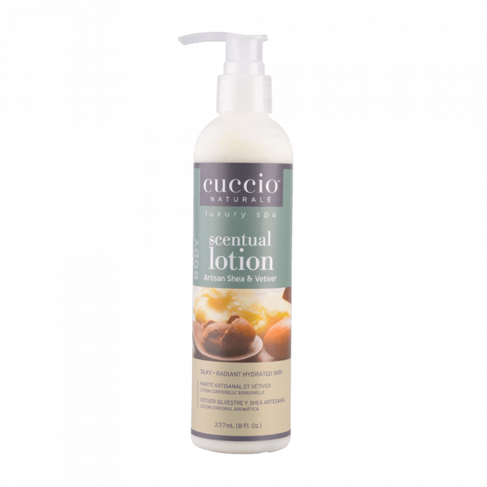 Cuccio Hidratáló Krém Shea Vajjal és Khus-Khus-szal - Scentual Lotion Artisan Shea & Vetiver (237 ml)