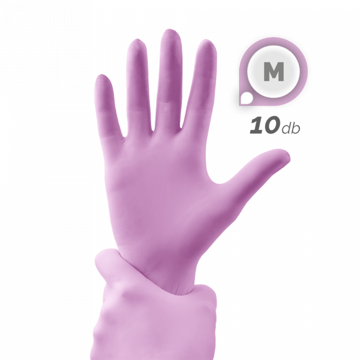 Gumikesztyű - Pink (M, 10 db)