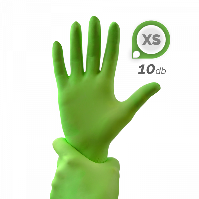 Gumikesztyű - Zöld (XS, 10 db)