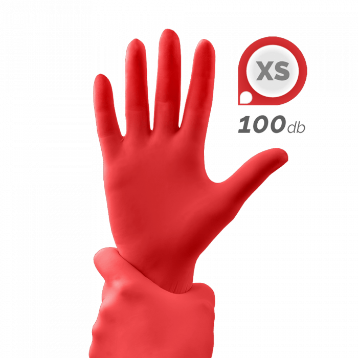 Gumikesztyű - Korallpiros (XS, 100db - dobozzal)