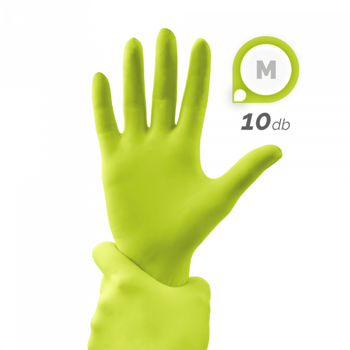 Gumikesztyű - Lime (M, 10 db)