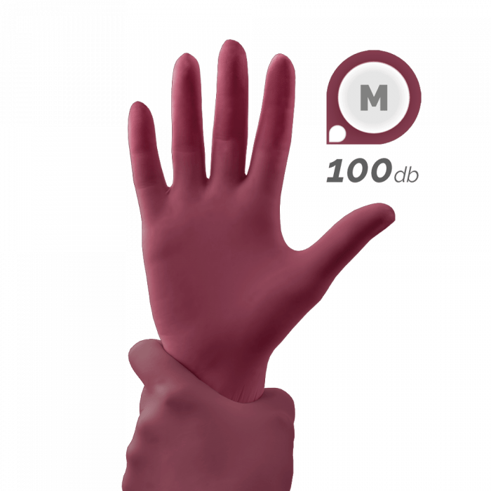 Gumikesztyű - Meggybordó (M, 100 db)