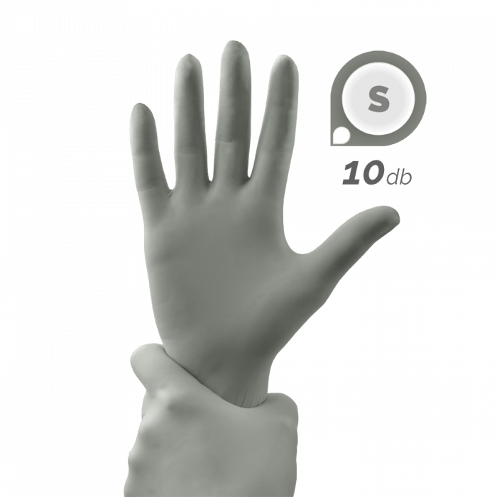 Gumikesztyű - Szürke (S, 10 db)