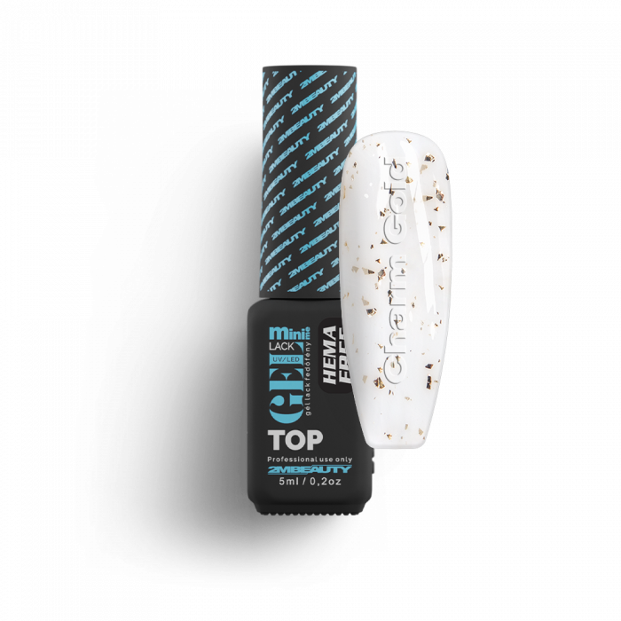 Gel Lack Fedő - Top Coat Charm Gold - HEMA Mentes (5ml - mini me)