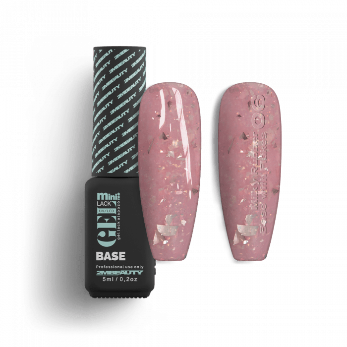 Gel Lack - Milky Rubber Base With Flakes 06 - HEMA Mentes (5ml - mini me)