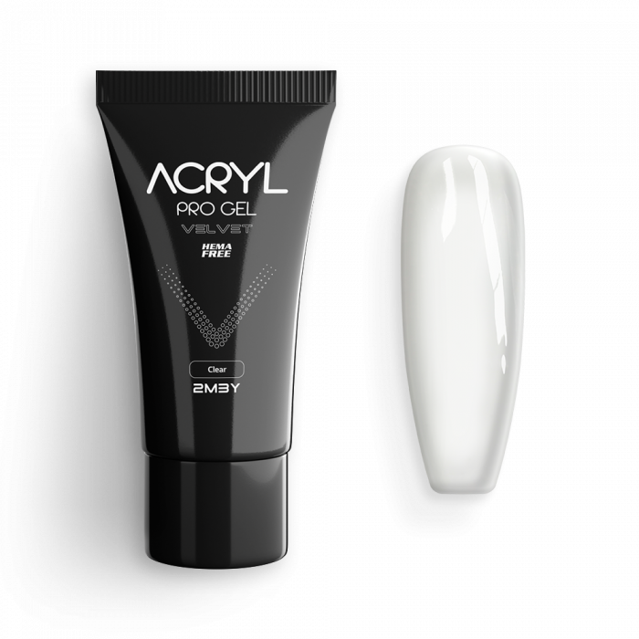 Acryl Pro Gel Velvet - Clear - HEMA Mentes Akrilzselé (30g)