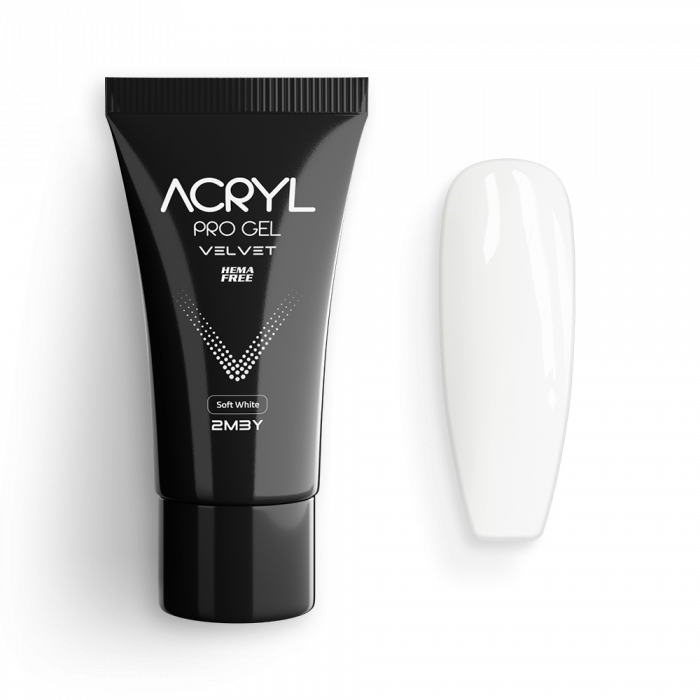 Acryl Pro Gel Velvet - Soft White - HEMA Mentes Akrilzselé (30g)