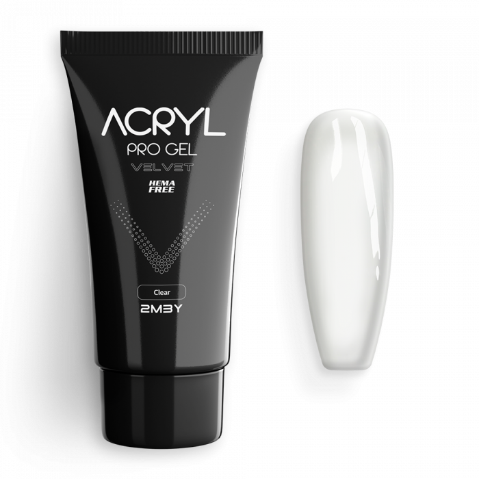 Acryl Pro Gel Velvet - Clear - HEMA Mentes Akrilzselé (60g)