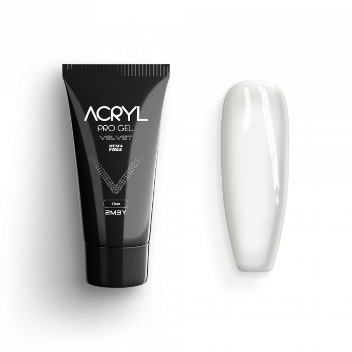 Acryl Pro Gel Velvet - Clear - HEMA Mentes Akrilzselé (15g)