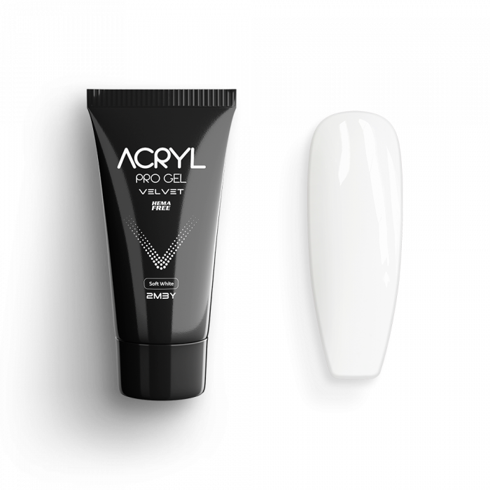 Acryl Pro Gel Velvet - Soft White - HEMA Mentes Akrilzselé (15g)